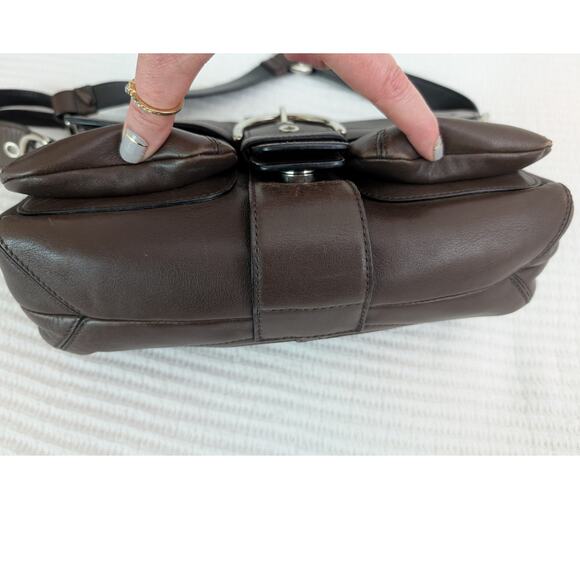 Vintage COACH Soho Leather Pocket Flap Y2K Chocolate Brown Shoulder Bag 3653 - Picture 11 of 16